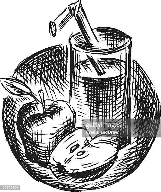 apple juice in circle composition - apple juice stock illustrations