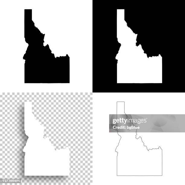 ilustraciones, imágenes clip art, dibujos animados e iconos de stock de mapas de idaho para el diseño - en blanco, blancos y negros fondos - idaho