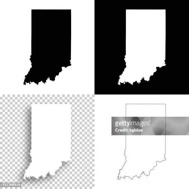 indiana maps for design - blank, white and black backgrounds - v indiana stock illustrations