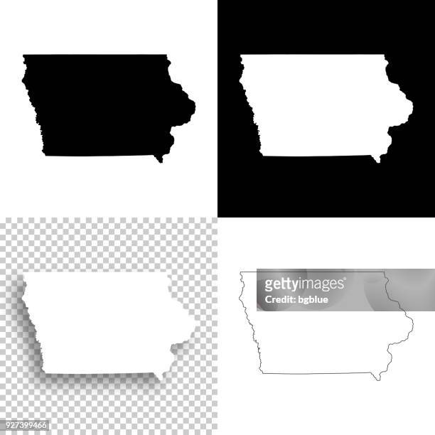 iowa maps for design - blank, white and black backgrounds - iowa stock illustrations