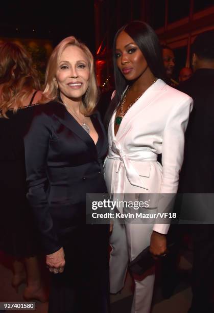 Faye Dunaway and Naomi Campbell attend the 2018 Vanity Fair Oscar Party hosted by Radhika Jones at Wallis Annenberg Center for the Performing Arts on...