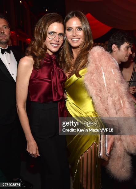 Desiree Gruber and Heidi Klum attend the 2018 Vanity Fair Oscar Party hosted by Radhika Jones at Wallis Annenberg Center for the Performing Arts on...