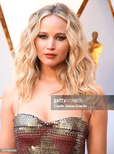 Jennifer Lawrence arrives at the 90th Annual Academy Awards at Hollywood & Highland Center on March 4, 2018 in Hollywood, California.
