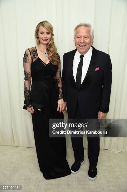 Ricki Noel Lander and Robert Kraft attend the 26th annual Elton John AIDS Foundation Academy Awards Viewing Party with cocktails by Clase Azul...