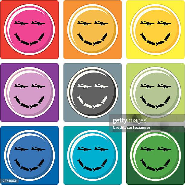 happy face coasters (vector illustrations) - beer mat stock illustrations