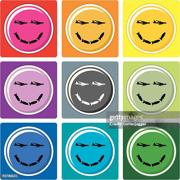 happy face coasters (vector illustrations) - coaster stock illustrations