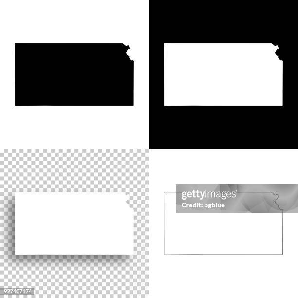 kansas-karten für design - leere, weiße und schwarze hintergründe - kansas stock-grafiken, -clipart, -cartoons und -symbole