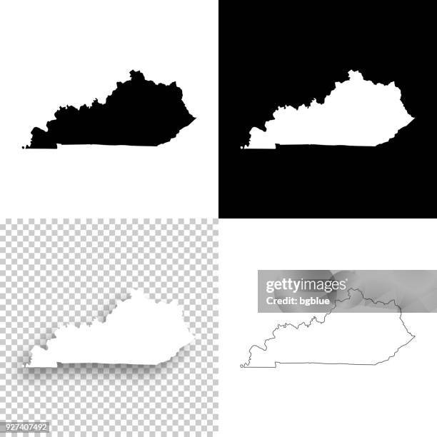 kentucky maps for design - blank, white and black backgrounds - kentucky stock illustrations
