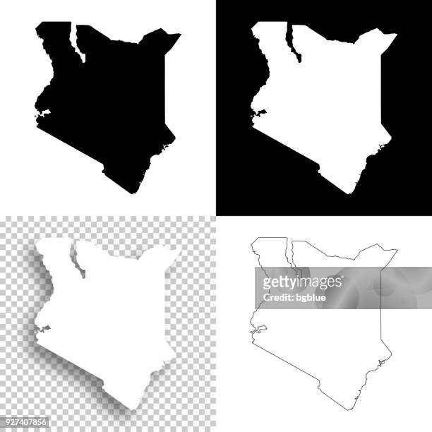 kenya maps for design - blank, white and black backgrounds - kenya stock illustrations