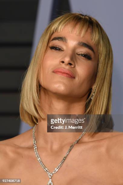 Sofia Boutella attends the 2018 Vanity Fair Oscar Party hosted by Radhika Jones at the Wallis Annenberg Center for the Performing Arts on March 4,...