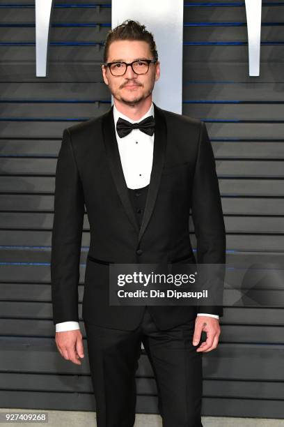 Pedro Pascal attends the 2018 Vanity Fair Oscar Party hosted by Radhika Jones at Wallis Annenberg Center for the Performing Arts on March 4, 2018 in...