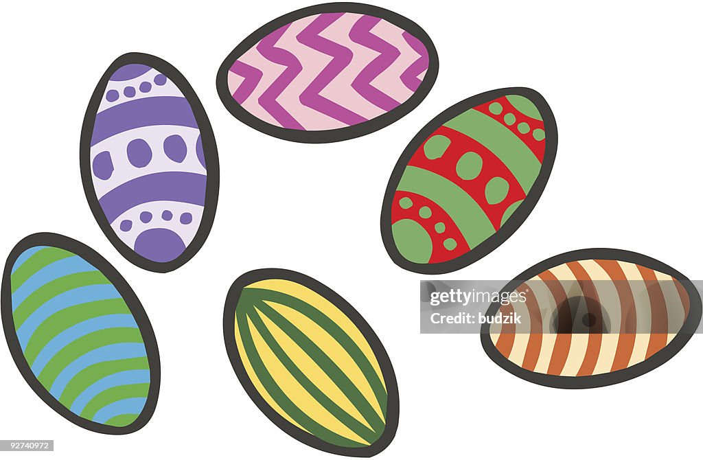 Easter eggs - 6 patterns - vector