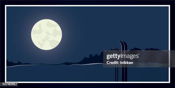 midnight moon - optical phenomenon halo stock illustrations
