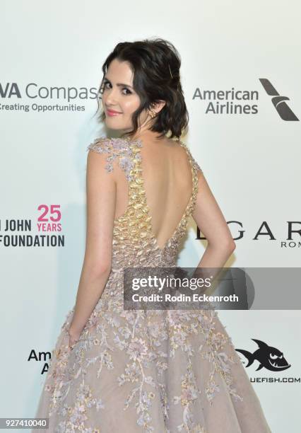 Laura Marano attends the 26th annual Elton John AIDS Foundation's Academy Awards Viewing Party at The City of West Hollywood Park on March 4, 2018 in...