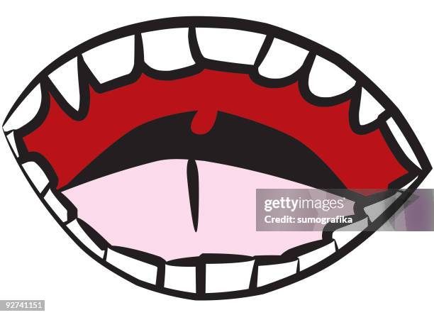 open wide [ mouth / teeth / gums ] - animal saliva stock illustrations