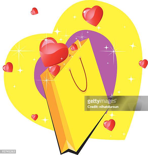 stockillustraties, clipart, cartoons en iconen met colourful yellow valentines gift - nihatdursun