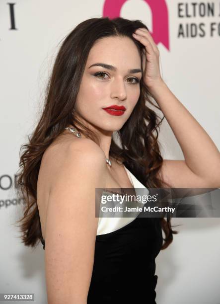 Emanuela Postacchini attends the 26th annual Elton John AIDS Foundation Academy Awards Viewing Party sponsored by Bulgari, celebrating EJAF and the...