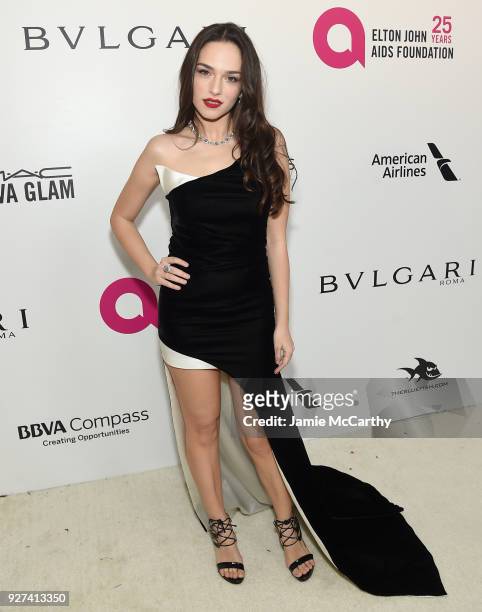 Emanuela Postacchini attends the 26th annual Elton John AIDS Foundation Academy Awards Viewing Party sponsored by Bulgari, celebrating EJAF and the...