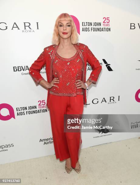 Pollyanna McIintosh attends the 26th annual Elton John AIDS Foundation Academy Awards Viewing Party sponsored by Bulgari, celebrating EJAF and the...