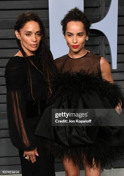 Lisa Bonet and Zoe Kravitz attend the 2018 Vanity Fair Oscar Party hosted by Radhika Jones at Wallis Annenberg Center for the Performing Arts on...