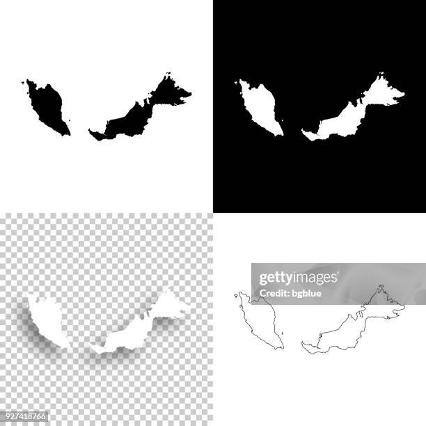 malaysia maps for design - blank, white and black backgrounds - malaysia map stock illustrations