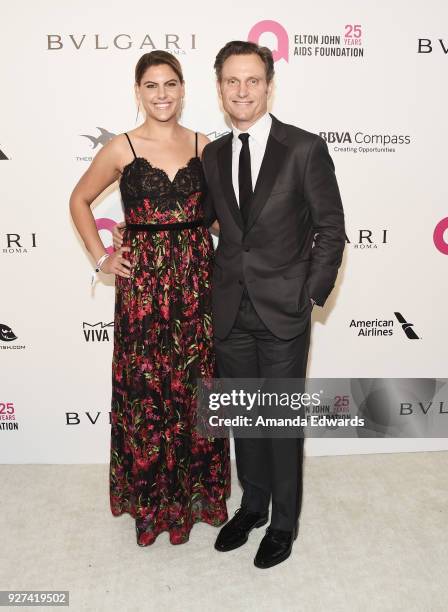 Anna Goldwyn and Tony Goldwyn arrive at the 26th Annual Elton John AIDS Foundation's Academy Awards Viewing Party on March 4, 2018 in West Hollywood,...