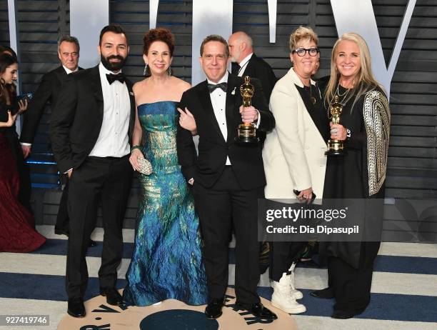 Adrian Molina, Laura Century, Lee Unkrich, Kori Rae and Darla K. Anderson attend the 2018 Vanity Fair Oscar Party hosted by Radhika Jones at Wallis...