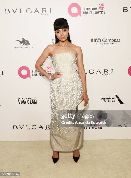 Actress Tamara Taylor arrives at the 26th Annual Elton John AIDS Foundation's Academy Awards Viewing Party on March 4, 2018 in West Hollywood,...