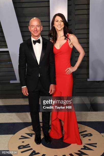 Amazon CEO Jeff Bezos and MacKenzie Bezos attend the 2018 Vanity Fair Oscar Party hosted by Radhika Jones at Wallis Annenberg Center for the...