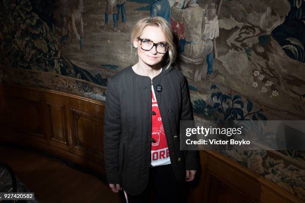 Evelina Khromtchenko attends the Alena Akhmadullina Presentation as part of the Paris Fashion Week Womenswear Fall/Winter 2018/2019 on March 4, 2018...