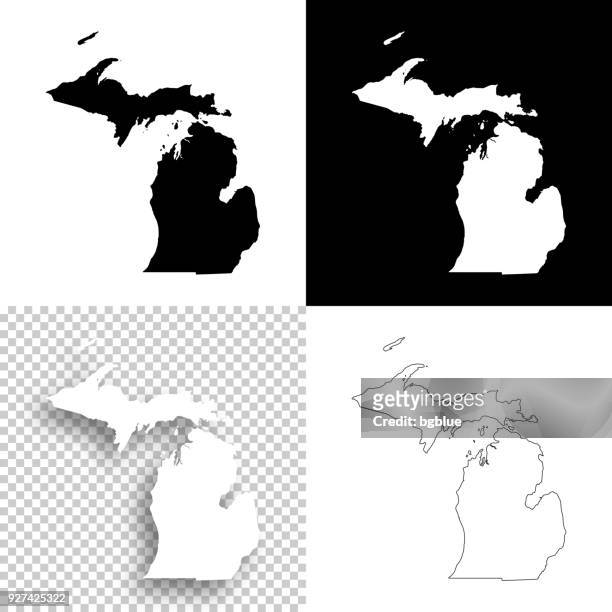 michigan maps for design - blank, white and black backgrounds - michigan vector stock illustrations