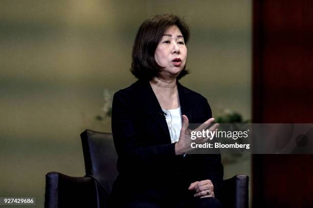 Teresita Sy-Coson, vice chairman of SM Investments Corp., speaks during a Bloomberg Television interview in Manila, the Philippines, on Monday, March...