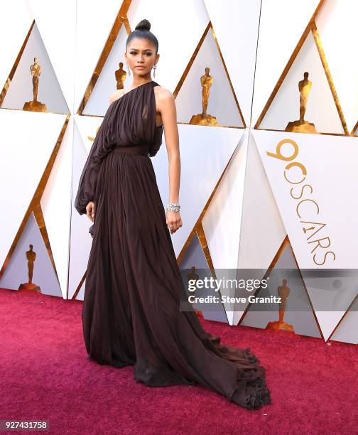 Zendaya arrives at the 90th Annual Academy Awards at Hollywood & Highland Center on March 4, 2018 in Hollywood, California.