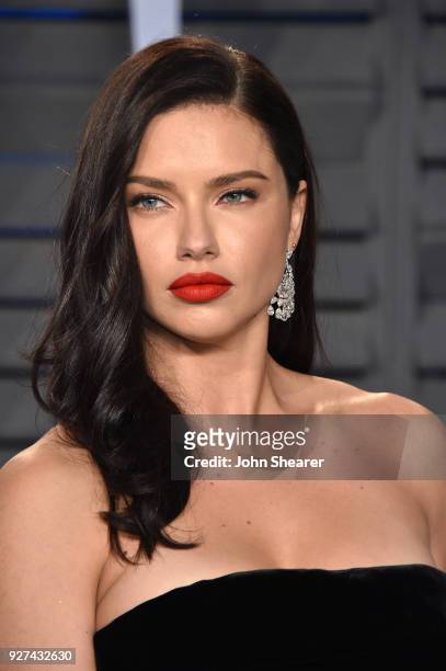 Model Adriana Lima attends the 2018 Vanity Fair Oscar Party hosted by Radhika Jones at Wallis Annenberg Center for the Performing Arts on March 4,...