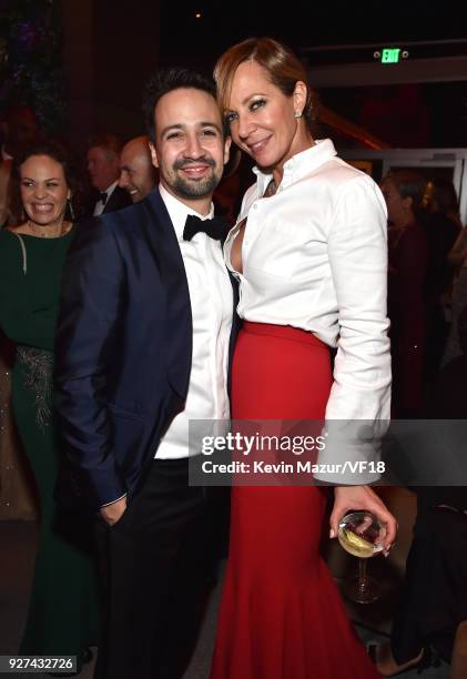 Lin-Manuel Miranda and Allison Janney attend the 2018 Vanity Fair Oscar Party hosted by Radhika Jones at Wallis Annenberg Center for the Performing...