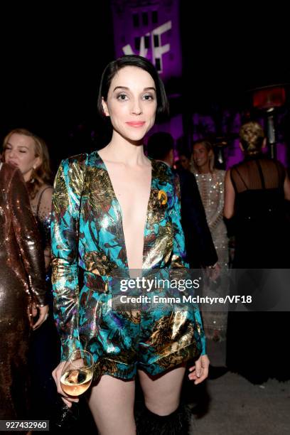 St. Vincent attends the 2018 Vanity Fair Oscar Party hosted by Radhika Jones at Wallis Annenberg Center for the Performing Arts on March 4, 2018 in...