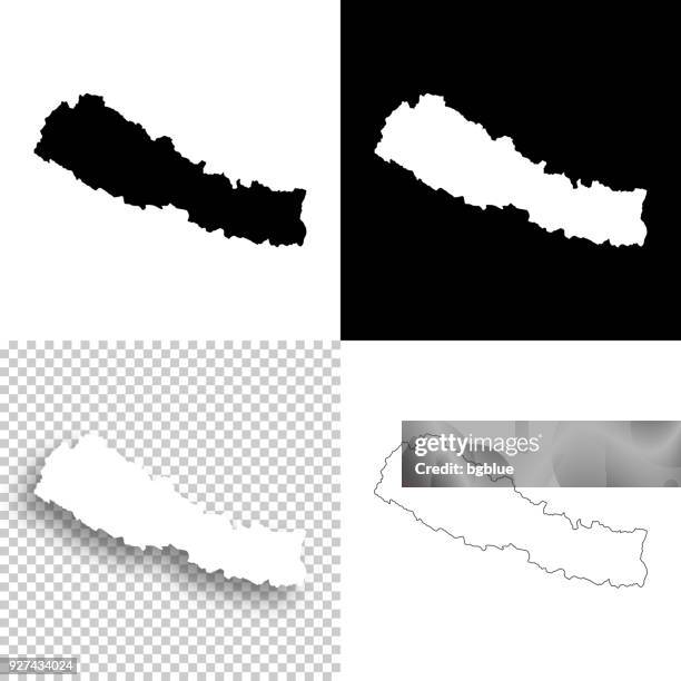 ilustrações de stock, clip art, desenhos animados e ícones de nepal maps for design - blank, white and black backgrounds - nepal