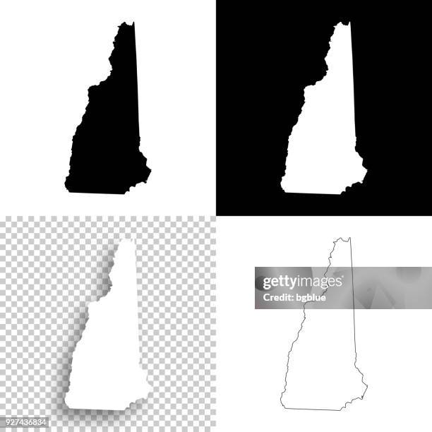 new hampshire maps for design - blank, white and black backgrounds - new hampshire stock illustrations