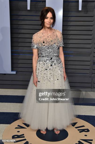 Actress Abigail Spencer attends the 2018 Vanity Fair Oscar Party hosted by Radhika Jones at Wallis Annenberg Center for the Performing Arts on March...