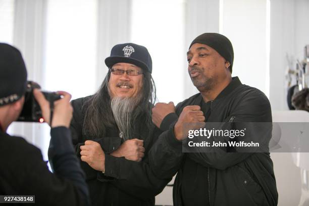 Jeff Ho and Chuck D attend The Launch of Chuck D's first solo art exhibition at Gallery 30 South on March 4, 2018 in Pasadena, California.