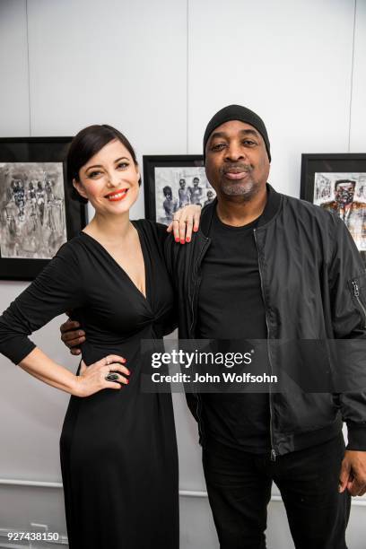 Kate Kelton and Chuck D attend The Launch of Chuck D's first solo art exhibition at Gallery 30 South on March 4, 2018 in Pasadena, California.