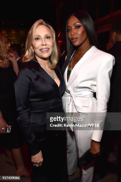 Faye Dunaway and Naomi Campbell attend the 2018 Vanity Fair Oscar Party hosted by Radhika Jones at Wallis Annenberg Center for the Performing Arts on...