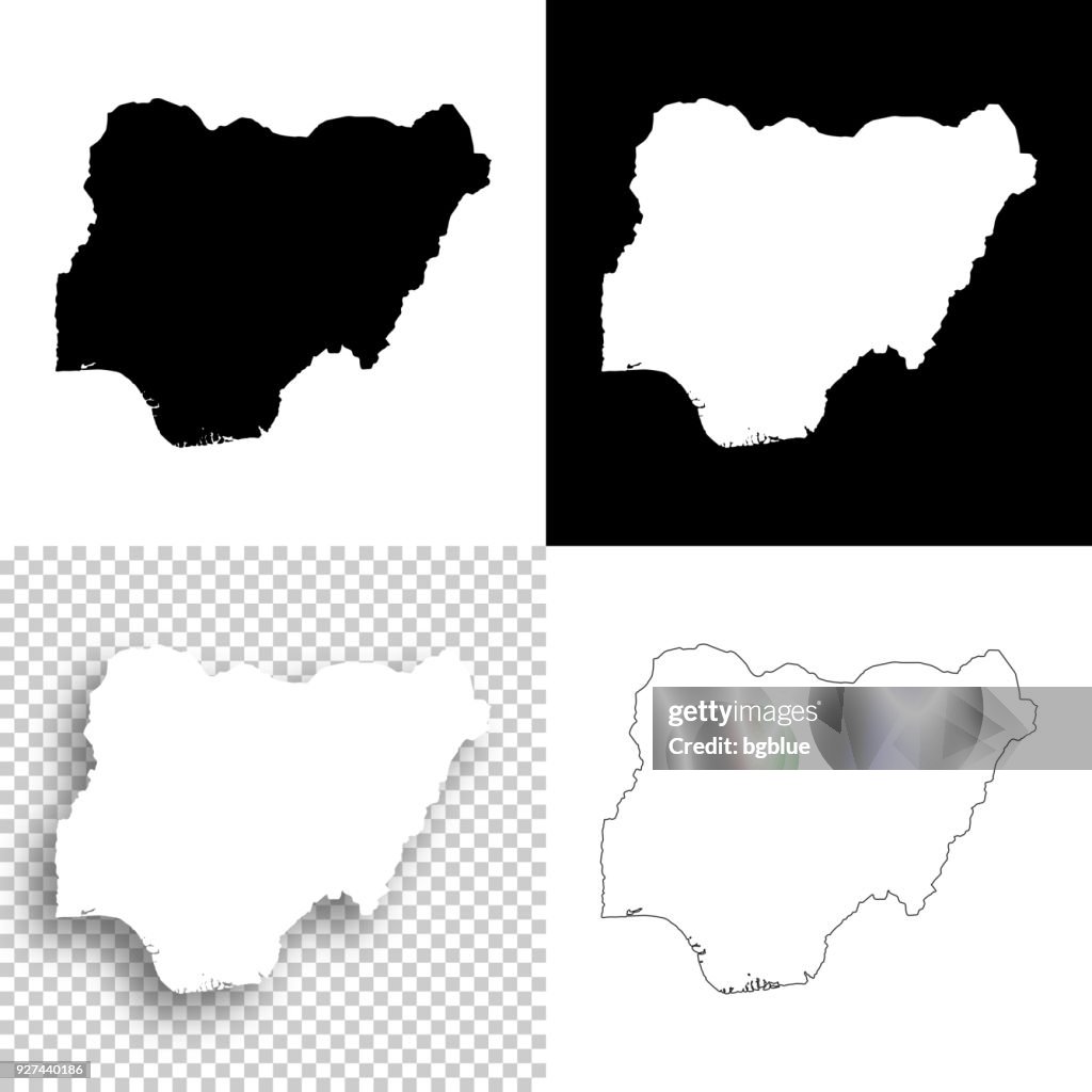 Nigeria maps for design - Blank, white and black backgrounds