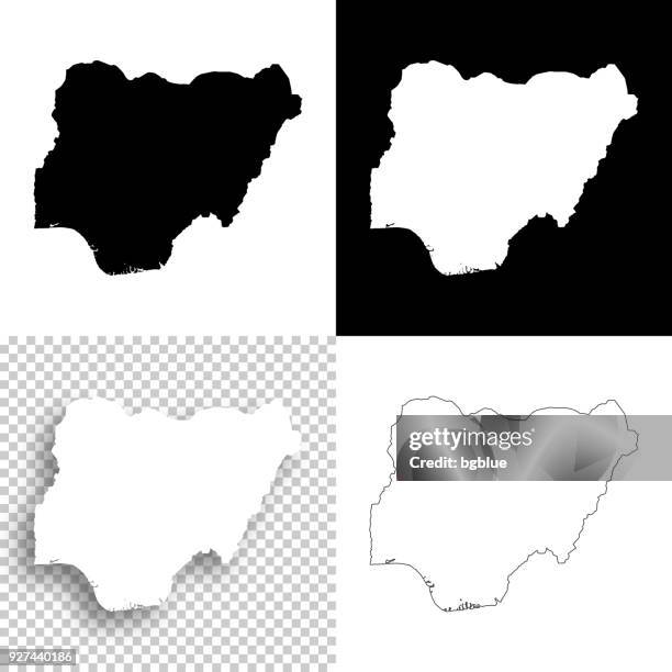 nigeria maps for design - blank, white and black backgrounds - nigeria stock illustrations