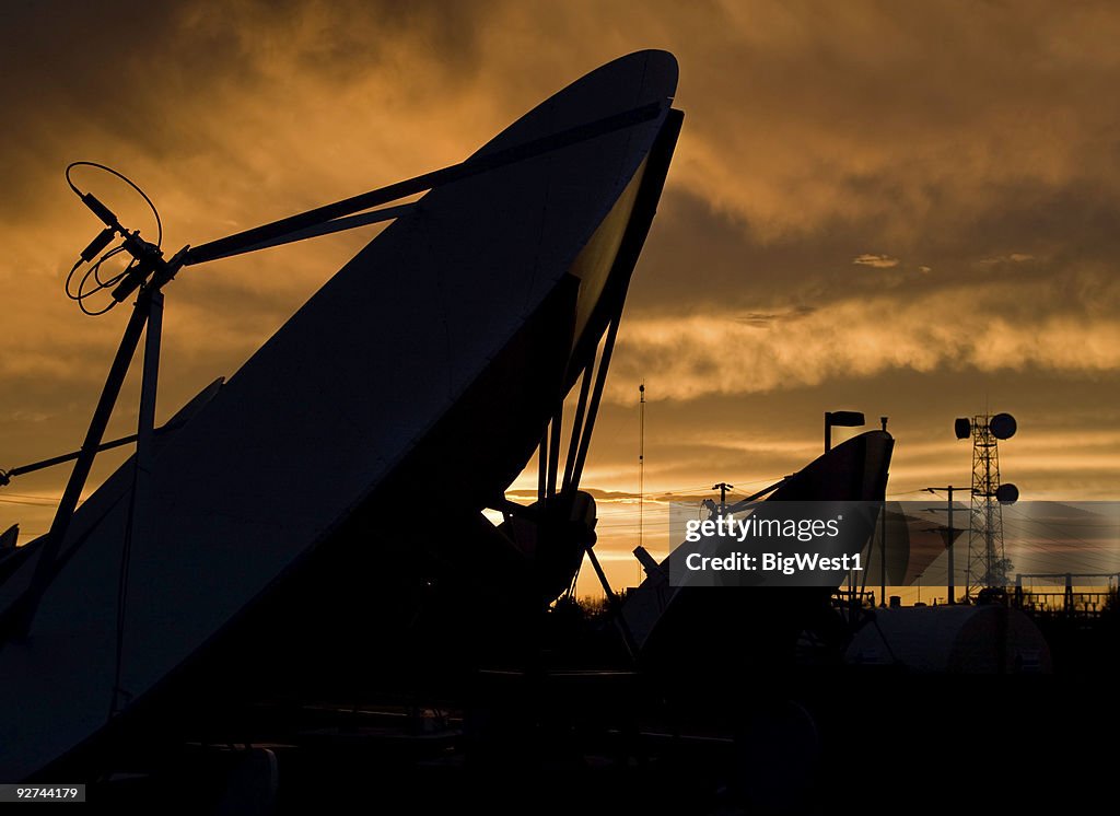 Television and Radio Antennas In Twilight.