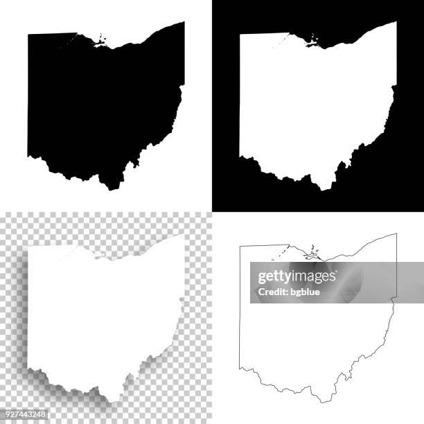 ohio-karten für design - leere, weiße und schwarze hintergründe - ohio stock-grafiken, -clipart, -cartoons und -symbole