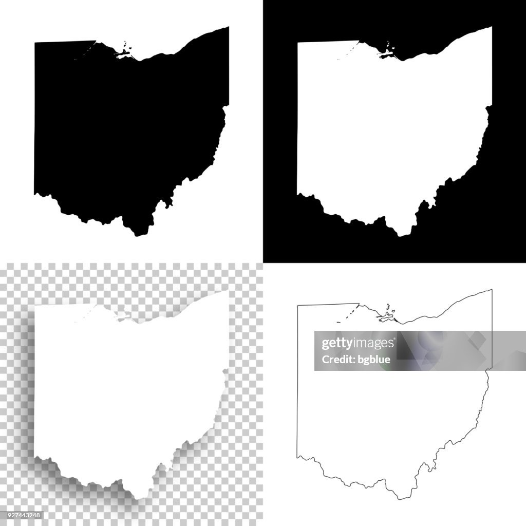 Ohio maps for design - Blank, white and black backgrounds