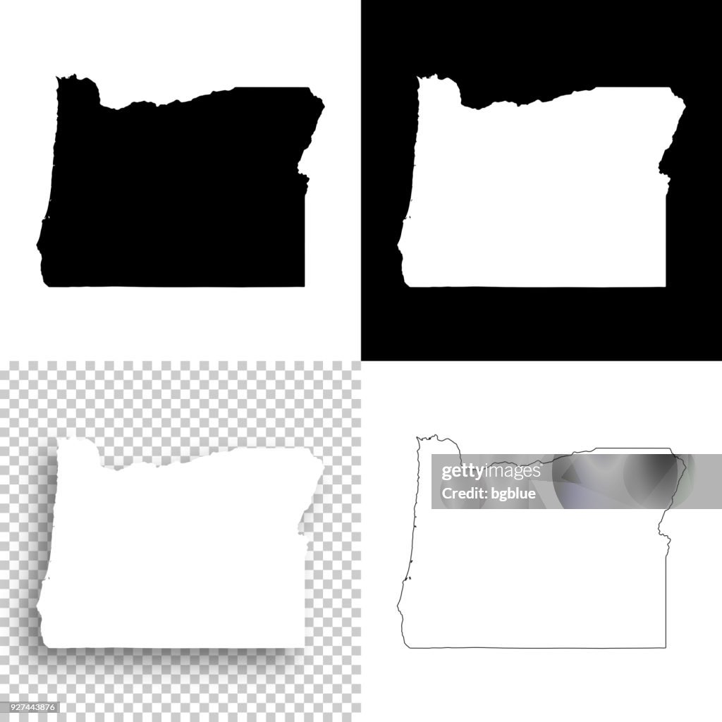 Oregon maps for design - Blank, white and black backgrounds
