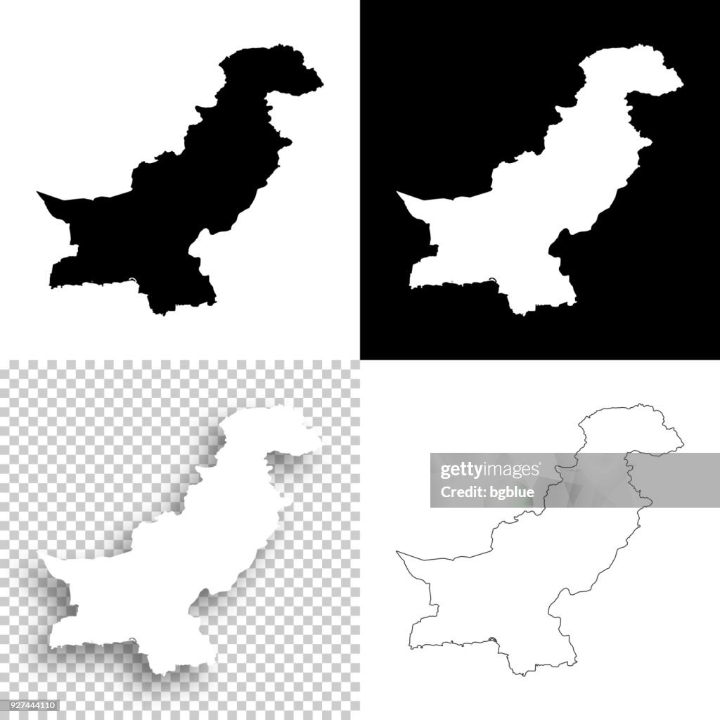 Mapas de Paquistão para design - branco, planos de fundo brancos e pretos