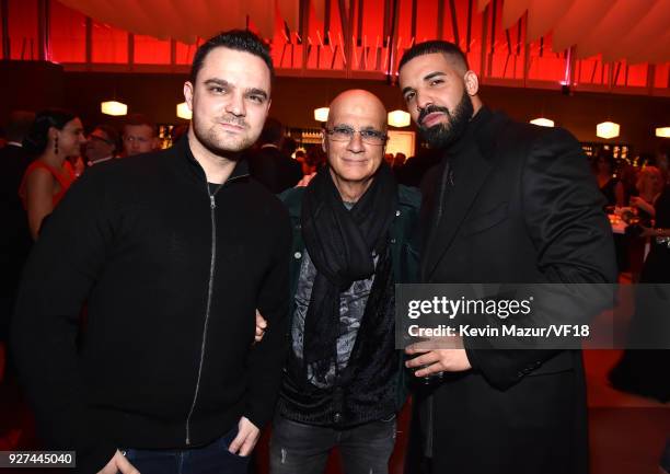 Jimmy Iovine and Drake attend the 2018 Vanity Fair Oscar Party hosted by Radhika Jones at Wallis Annenberg Center for the Performing Arts on March 4,...